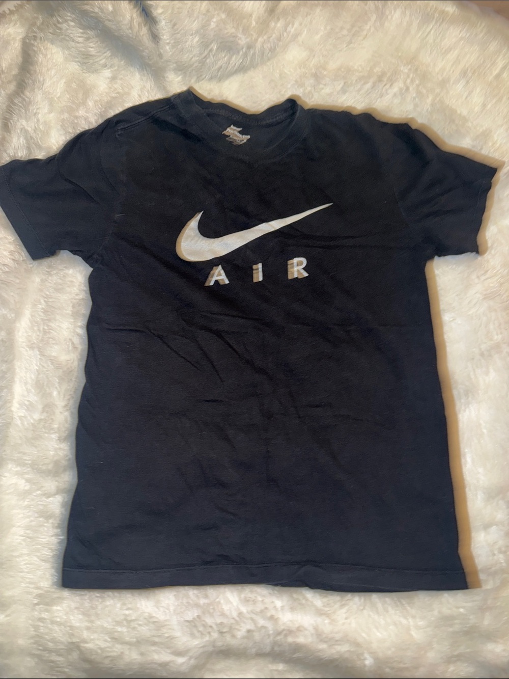 Nike Black T-Shirt with White Swoosh and AIR Logo